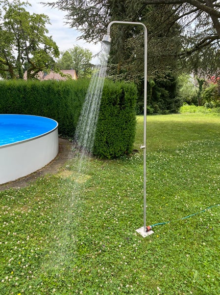 Design Gartendusche Aussendusche Pooldusche Fontana aus hochwertigem Edelstahl Nickel gebürstet, Kopf schwenkbar