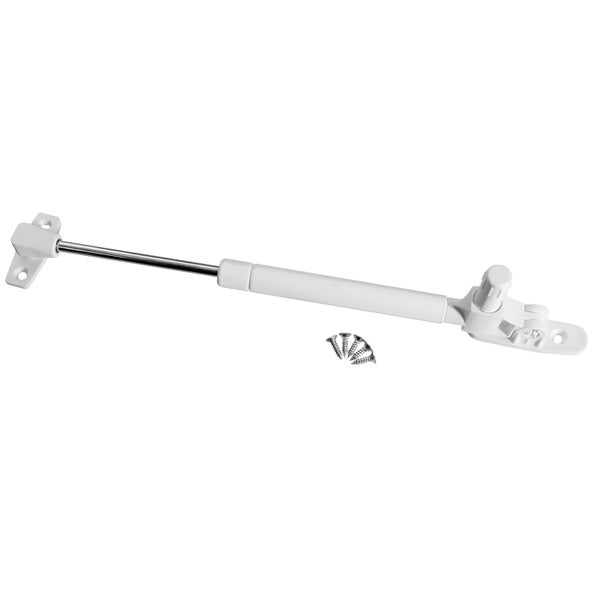 Ein Klappenhalter mit Montageschrauben für Möbelklappen und Truhen.