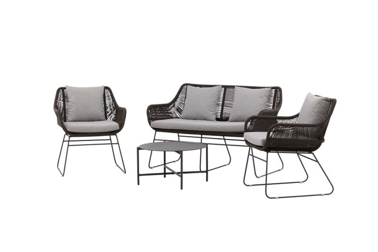 Davao Lounge-Set 4 Teile braun,dunkel grau. 70 X 70 X 40 cm