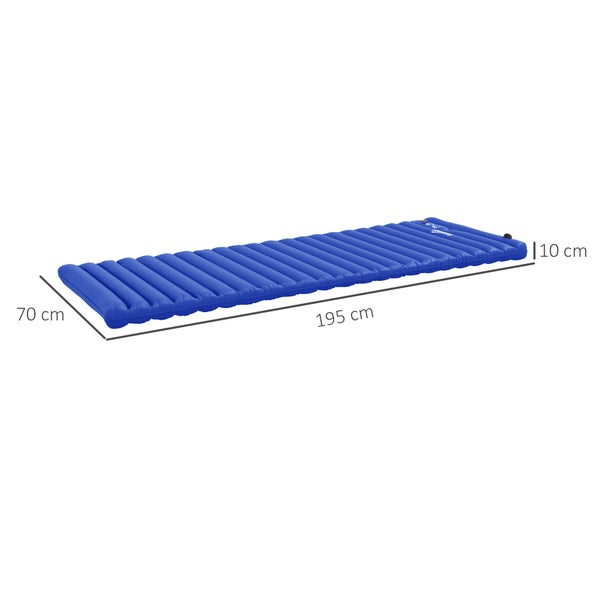 Outsunny Camping Isomatte, Luftmatratze mit Fußpumpe, wasserabweisend Luftbett mit Tragetasche, Schlafmatte für Garten, bis 120 kg belastbar, Blau