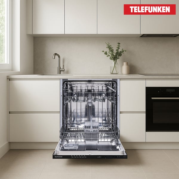 Telefunken Geschirrspüler vollintegrierbar 60cm Einbau Spülmaschine12 Maßgedecke 6 Programme AquaStop GEV6012D