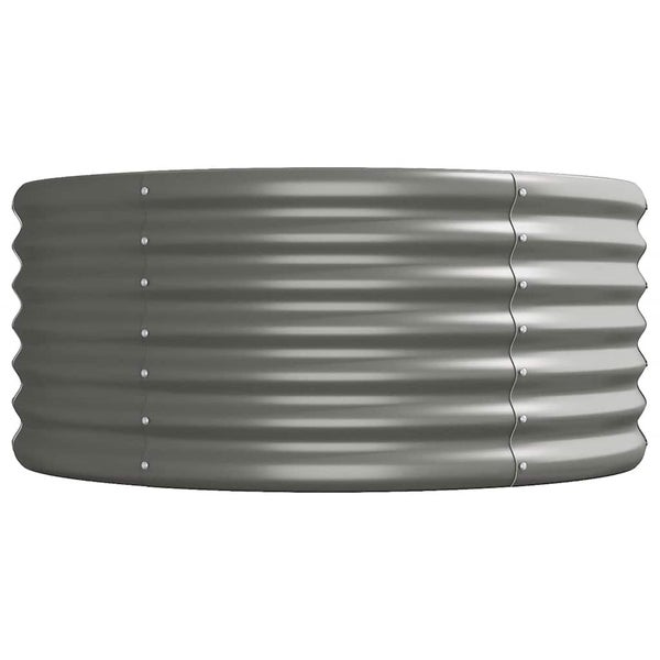 Rundes Hochbeet aus gewelltem Metall in Grau