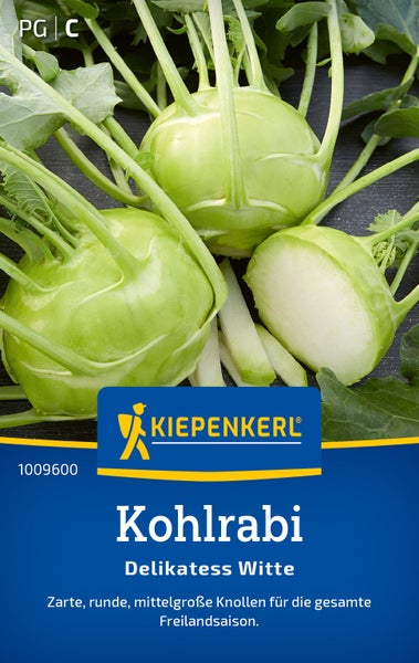 Kiepenkerl Samen Kohlrabi Delikatess Witte für zarte, runde und mittelgroße Knollen zur Anzucht im Freiland.