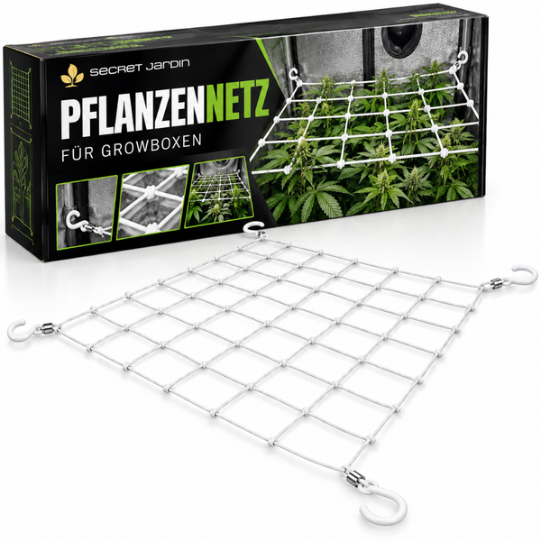 Secret Jardin Pflanzennetz für Growboxen mit Haken zur Stabilisierung und Führung von Pflanzen in der Indoor Aufzucht