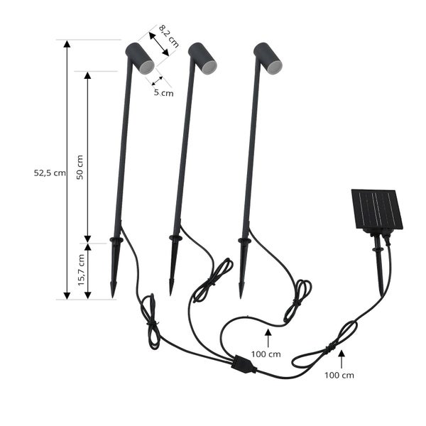 Lindby 3er Set LED Myric (Modern) in Schwarz aus Aluminium (1 flammig, )