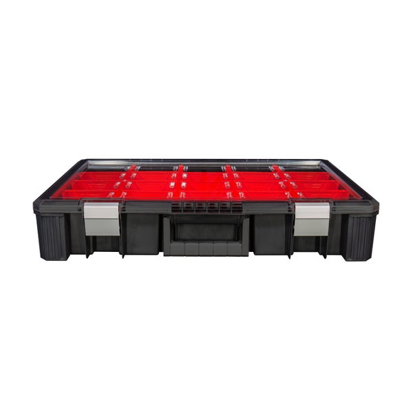 PROREGAL Sortierkasten 20 Fächer | HxBxT 11x39x60cm | Schwarz/Rot