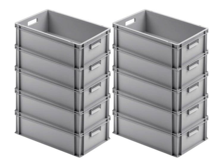 PROREGAL Eurobehälter Mit Offenem Griff HxBxT 17,5 x 40 x 60 cm 30 Liter Grau Eurobox Transportbox Transportbehälter Stapelbehälter