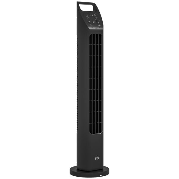 HOMCOM Turmventilator, Standventilator mit 3 Modi, Fernbedienung, 50W Ventilator mit 4H Timer, 75° Oszillation, für Schlafzimmer, Schwarz