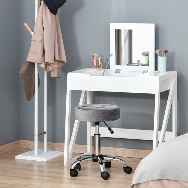 HOMCOM Salonstuhl, Ø42 x 49-61H cm, Polyester, Grau