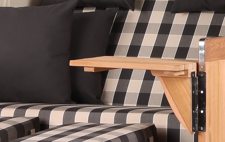 Strandkorb Westerland Teak Bullauge PE grey Dessin 505