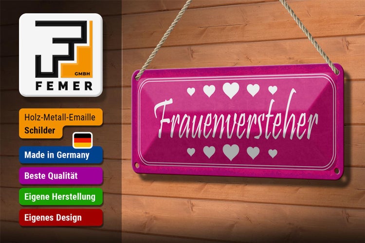 Blechschild Spruch 27x10cm Frauenversteher Herzen Dekoration
