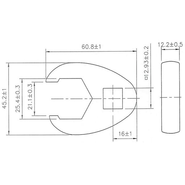 BGS Hahnenfußschlüssel Antrieb Innenvierkant 12,5 mm (1/2) SW 25 mm - 1757-25