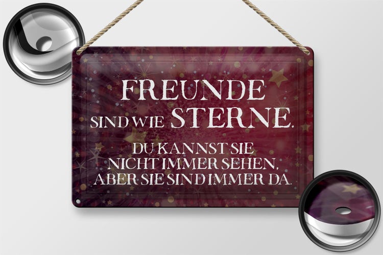 Blechschild Spruch 30x20cm Freunde sind wie Sterne Schild