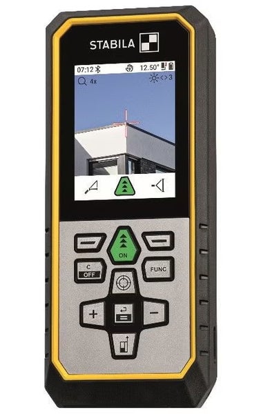 Stabila Laser Entfernungsmesser mit Kamera und Display zur präzisen Distanzmessung im Gehäuse.