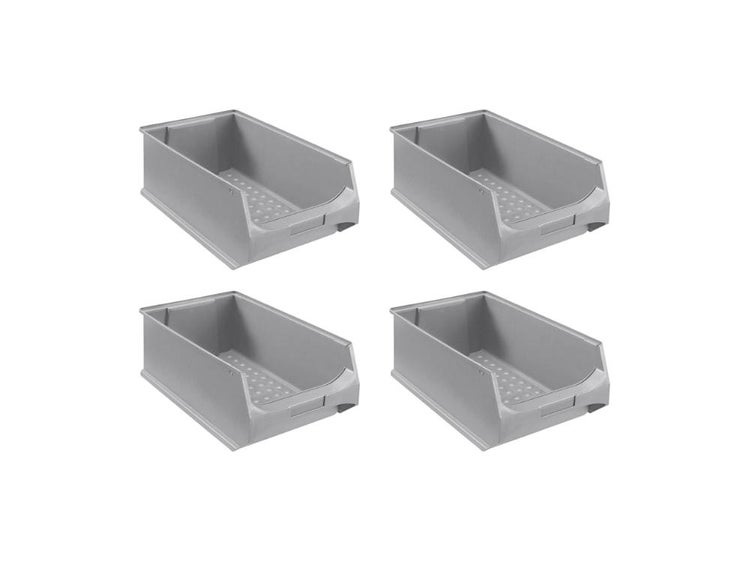 PROREGAL SuperSparSet 4x Graue Sichtlagerbox 5.0 HxBxT 20 x 30 x 50 cm 21,8 Liter Sichtlagerbehälter