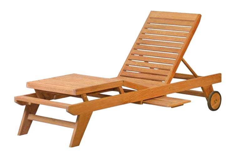 Teak Gartenliege modern wetterfest mit Rollen premium