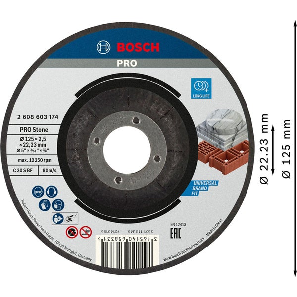 Bosch PRO Stone Trennscheibe 125 x 2,5 x 22,23 mm - 2608603174