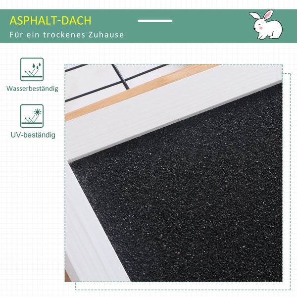 PawHut Kaninchenstall Kleintiergehege mit Dach zum Öffnen Kleintierkäfig Meerschweinchenstall mit Freigehege für draußen wetterbeständig Tannenholz Natur 123 x 120 x 52 cm