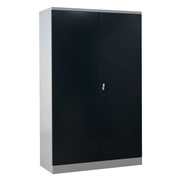 PROREGAL Stahlschrank Bee mit 6 lackierten Fachböden HxBxT 195 x 120 x 50 cm Korpusfarbe Lichtgrau Frontfarbe Anthrazit
