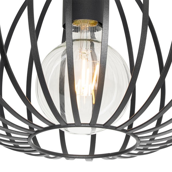 Deckenleuchte mit Metallkäfig und Glühbirne