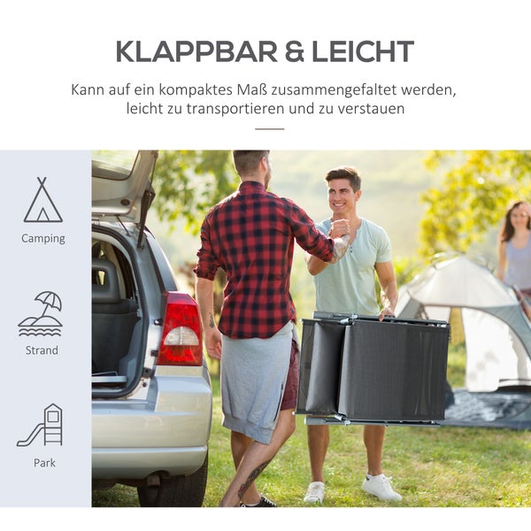 Outsunny Sonnenliege, Strandliege, klappbar, verstellbar, mit Kissen, 137 x 63,5 x 100,5 cm, Metall, Stoff, Grau