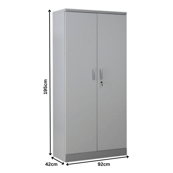 PROREGAL Aktenschrank Beetle 4 Fachböden HxBxT 195 x 92 x 42 cm Silber & Grau