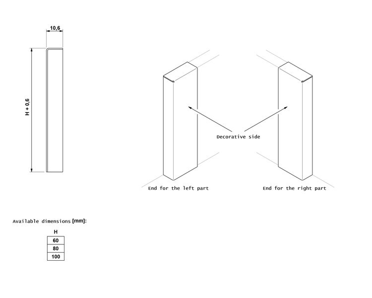 Abbildung mit Maßen und Details eines Profils