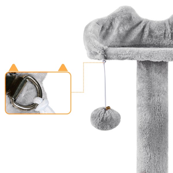 Detailansicht Katzenkratzbaum mit Spielball und Befestigungsmöglichkeit