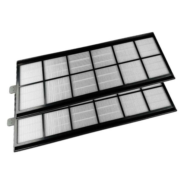 Zwei Staubsaugerfilter mit schwarzem Rahmen