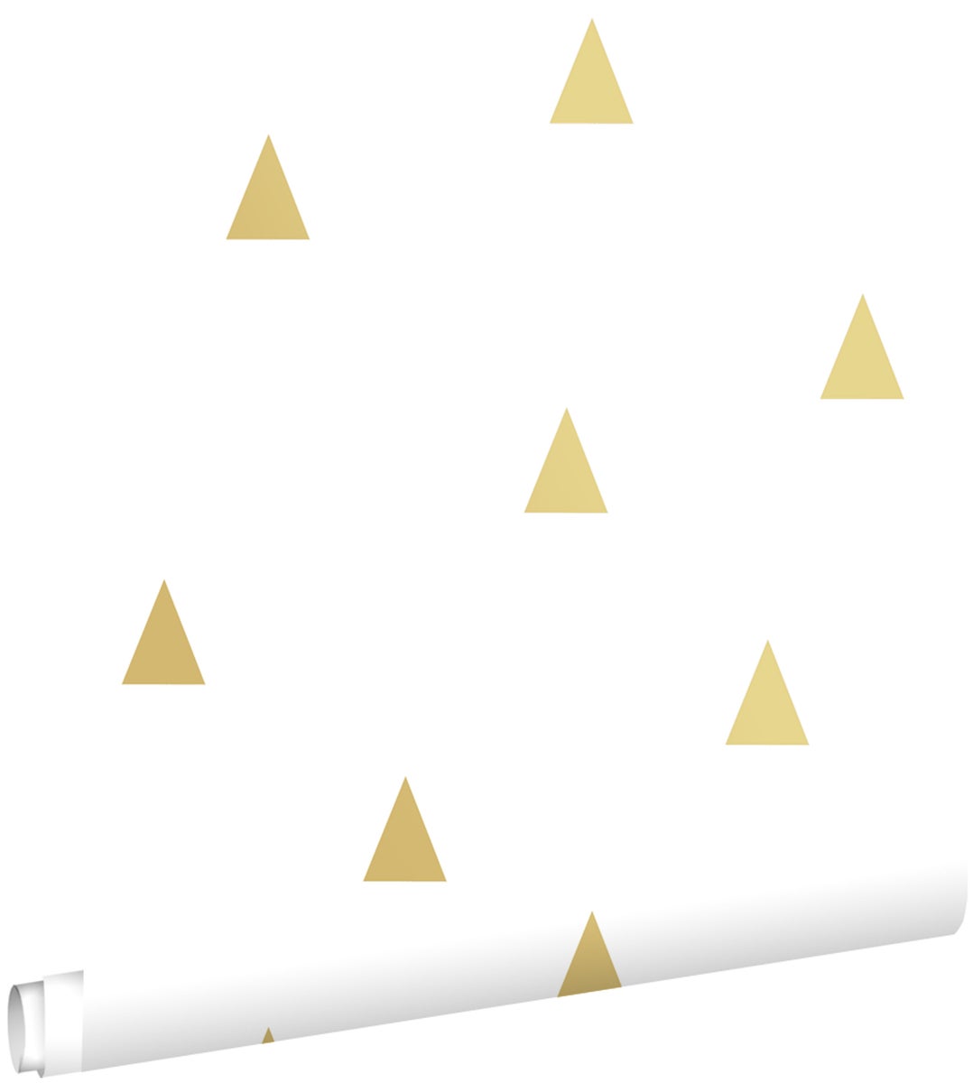 ESTAhome Tapete grafische Dreiecke Gold und Weiß - 53 cm x 10,05 m - 138943