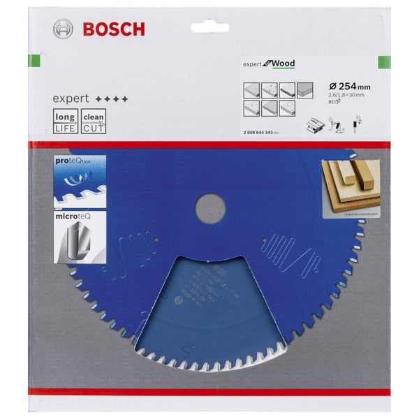 Bosch Kreissägeblatt Expert for Wood für Tischkreissägen 254 x 30 x 2,6 mm 80 - 2608644343