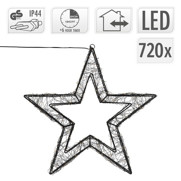Dekorativer LED-Stern mit Timerfunktion und Schutzart IP44