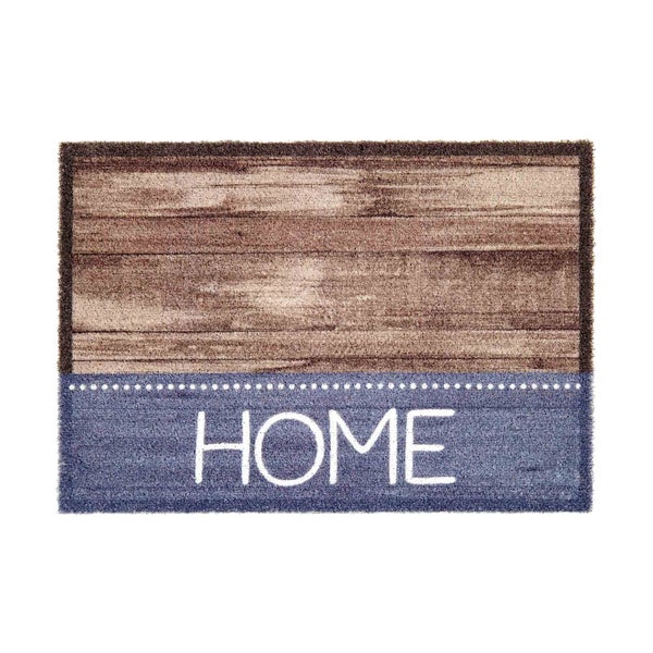 Fußmatte mit der Aufschrift Zuhause und Holzdesign