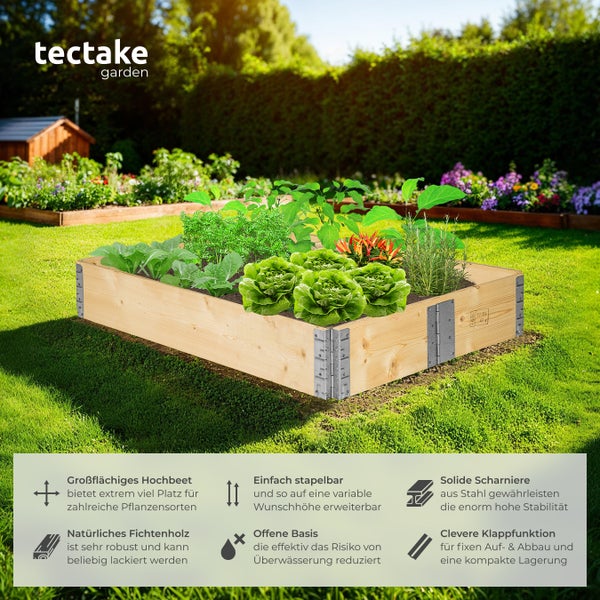 Hochbeet tectake  120 x 80 x 19 cm aus Holz holzdekor