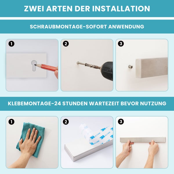 CHEFGASTRO Magnetleiste magnetische Messerleiste Messerhalter aus Stahl | HxBxT 4x40x1,6cm | Inkl. 3 silberne Haken | Silber | extra stark magnetischer Messerstreifen zum Kleben oder Schrauben