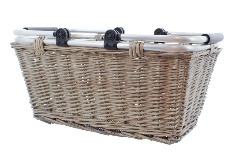 FRANK FLECHTWAREN | Einkaufskorb Shopping, grau gekalkt, WEIDE, 46 x 28 x 22 cm, GH 38 cm