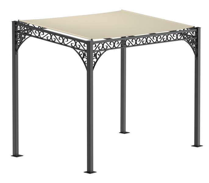 Pergola ELEO Elba 2 x 3 m schwarz - pulverbeschichtet | mit Sonnensegel ecru