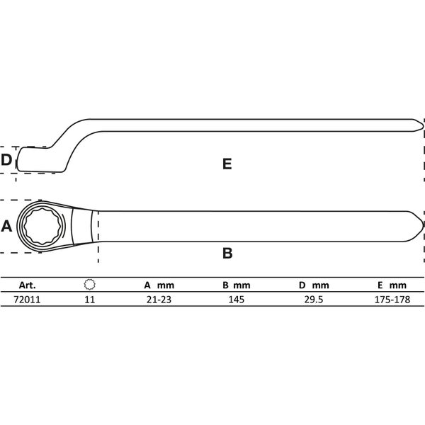 BGS VDE-Einringschlüssel tief gekröpft SW 11 mm - 72011