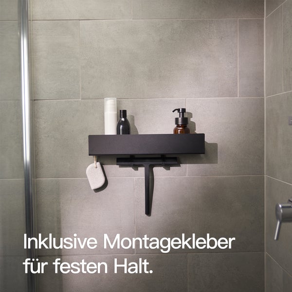 Designfabrik Hamburg Duschablage ohne Bohren Schwarz 42cm