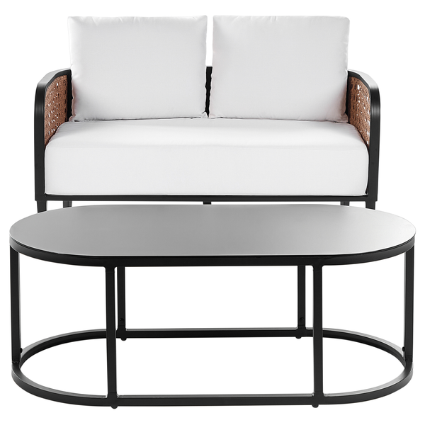Lounge Set mit Tisch 2-Sitzer MONTEFALCO Metall Weiß