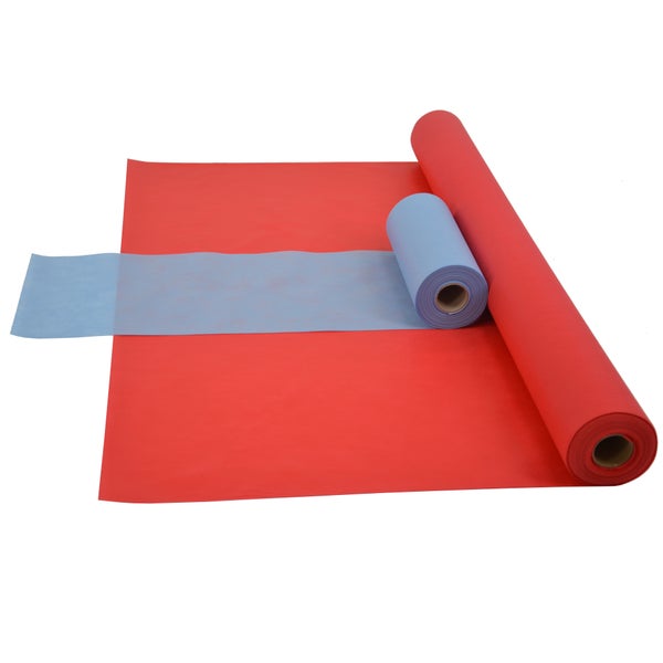 Sensalux Kombi-Set 1 Tischdeckenrolle 1m x 25m rot + Tischläufer 30cm hellblau