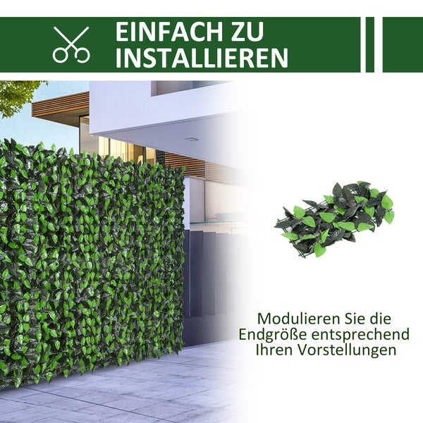 Outsunny Künstliche Hecke, für Garten, Terrasse, 3 x 1 m, PE, Gewebe, Grün