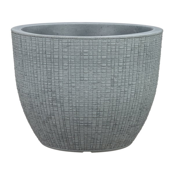 Scheurich Barceo 30, Pflanzgefäß/Blumentopf/Pflanzenkübel, rund,  aus Kunststoff Farbe: Stony Grey, 29 cm Durchmesser, 22 cm hoch, 9,5 l Vol.