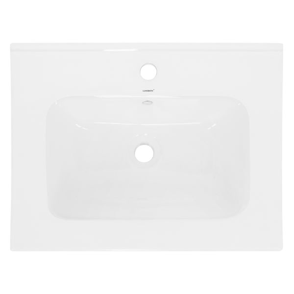 ML-Design Waschbecken Keramik Weiß 61x16,5x46 cm inkl. Ablaufgarnitur mit Überlauf Einbauwaschbecken Aufsatzwaschbecken Einbauwaschtisch Waschschale Waschplatz Handwaschbecken für Badezimmer/Gäste-WC