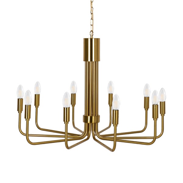 Goldfarbener Kronleuchter mit zehn Leuchten