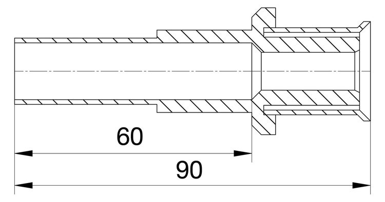Technische Zeichnung eines zylindrischen Bauteils mit den Maßangaben 60 und 90.