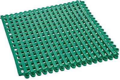 Quadratische Bodenmatte aus Kunststoff mit Gitterstruktur als rutschhemmender Bodenbelag.