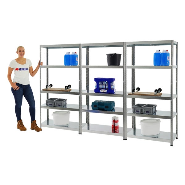 PROREGAL Mega Deal 3x Schwerlastregal Steel Eagle HxBxT 180 x 90 x 40 cm Fachlast 130 kg Verzinkt