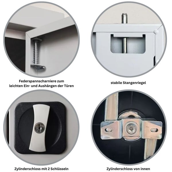 PROREGAL Stahlschrank Bee 4 Fachböden HxBxT 195 x 92 x 60 cm Pulverbeschichtetes & Verstärktes Fachbodenmaterial Anthrazit & Grau