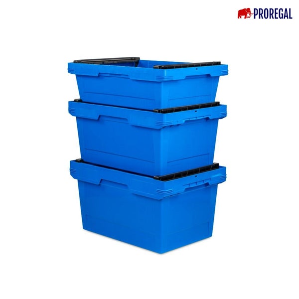 PROREGAL Conical Mehrweg-Stapelbehälter mit Stapelbügel Grau HxBxT 17,3 x 40 x 60 cm 29 Liter Lagerbox Eurobox Transportbox